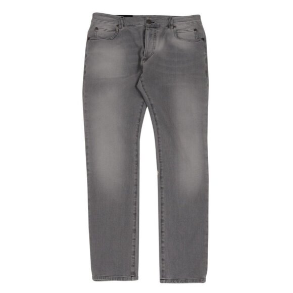Balmain Mens Slim Jeans Size 34x34 Light Wash Gray Denim Button Fly - Picture 1 of 10